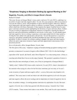 “Emptiness verging on boredom butting up against wanting to die”: negativity, precarity, and affect in Imogen Binnie’s Nevada