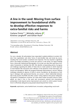 A line in the sand: Moving from surface improvement to foundational shifts to develop effective responses to extra-familial risks and harms