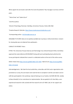 What support do care leavers want after the COVID-19 pandemic? Key messages to services and their peers