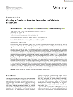 Creating a conducive zone for innovation in children’s social care