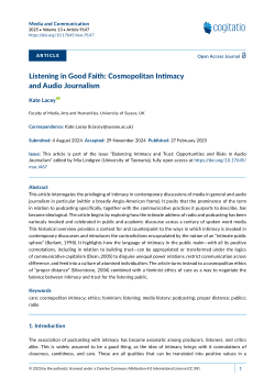 Listening in good faith: cosmopolitan intimacy and audio journalism