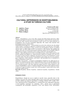 Cultural differences in hospitableness: a study in Turkish culture
