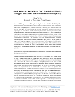 South Asians in “Asia’s World City”: postcolonial identity struggles and art participation in Hong Kong