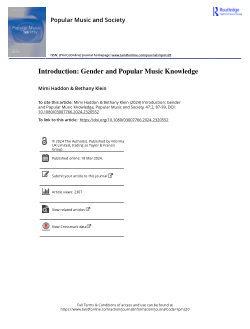 Introduction: Gender and Popular Music Knowledge