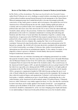 [Book review] The politics of non-assimilation: the American Jewish left in the twentieth century