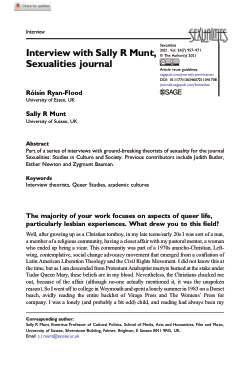 Interview with Sally R Munt, Sexualities journal