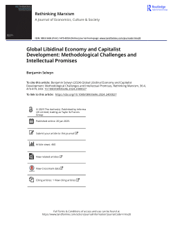 Global Libidinal Economy and Capitalist Development: Methodological Challenges and Intellectual Promises