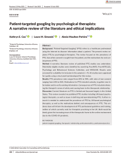 Patient-targeted googling by psychological therapists: a narrative review of the literature and ethical implications
