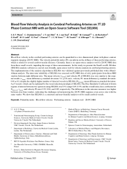Blood Flow Velocity Analysis in Cerebral Perforating Arteries on 7T 2D Phase Contrast MRI with an Open-Source Software Tool (SELMA)