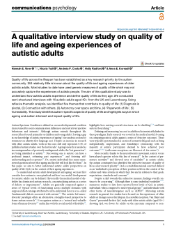 A qualitative interview study on quality of life and ageing experiences of autistic adults