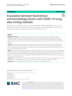 Association between biochemical and hematologic factors with COVID-19 using data mining methods