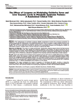 The effects of lycopene on modulating oxidative stress and liver enzymes levels in metabolic syndrome patients: a randomised clinical trial