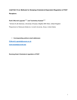 [Protocol] Methods for studying cholesterol-dependent regulation of P2X7 receptors