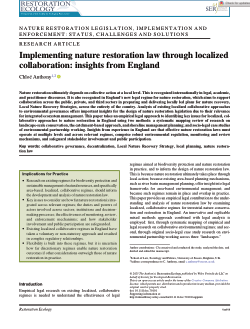 Implementing nature restoration law through localized collaboration: insights from England