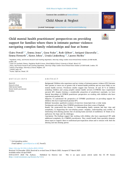Child mental health practitioners' perspectives on providing support for families where there is intimate partner violence: navigating complex family relationships and fear at home