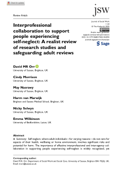 Interprofessional collaboration to support people experiencing self-neglect: a realist review of research studies and safeguarding adult reviews