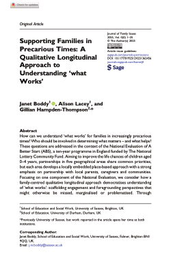 Supporting families in precarious times: a qualitative longitudinal approach to understanding ‘what works’