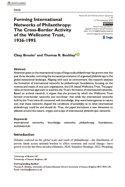 Forming international networks of philanthropy: the cross-border activity of the Wellcome Trust, 1936-1995
