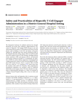 [Correspondence] Safety and practicalities of bispecific T-cell engager administration in a district general hospital setting