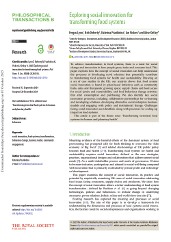 Exploring social innovation for transforming food systems