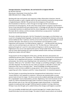 [Book Review] Teenage Intimacies: Young Women, Sex and Social Life in England 1950–80. By Hannah Charnock, Manchester: Manchester University Press, 2025. 294 pp. £85 (hardcover). ISBN: 978-1-52-617315-7