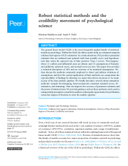 Robust statistical methods and the credibility movement of psychological science