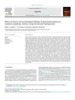 Effects of sensory and environmental labelling of plant-based products on consumer acceptance: Context, energy density and framing factors