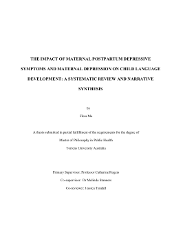 The Impact Of Maternal Postpartum Depressive Symptoms And Maternal Depression On Child Language Development: A Systematic Review And Narrative Synthesis