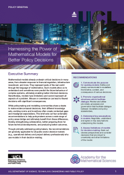 Policy Brief: Harnessing the power of mathematical models for better policy decisions