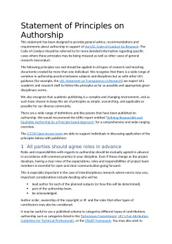 UCL Principles of Authorship