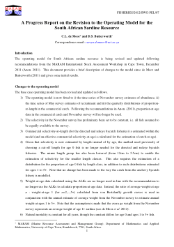 A Progress Report on the Revision to the Operating Model for the South African Sardine Resource