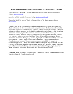 Health Informatics Educational Offerings through ALA-Accredited LIS Programs