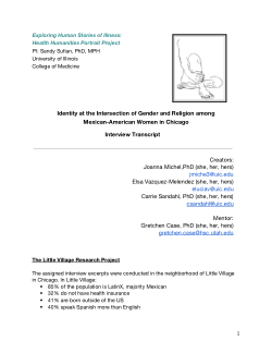 Identity at the Intersection of Gender and Religion among Mexican-American Women in Chicago Interview Transcript