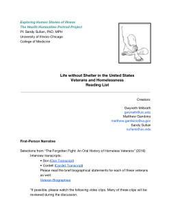 Life Without Shelter in the US: Veterans and Homelessness Reading List