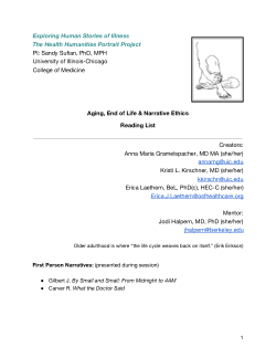 Aging, End of Life & Narrative Ethics Reading List