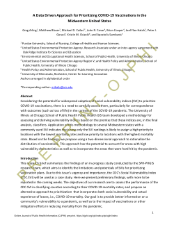 A Data Driven Approach for Prioritizing COVID-19 Vaccinations in the  Midwestern United States Untitled Item