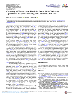 Correcting a 135-year error: Limulidae Leach, 1819 (Chelicerata, Xiphosura) is the proper authority, not Limulidae Zittel, 1885