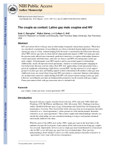 The couple as context: Latino gay male couples and HIV