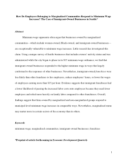 How Do Employers Belonging to Marginalized Communities Respond to Minimum Wage Increases? The Case of Immigrant-Owned Businesses in Seattle