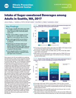 Intake of Sugar-sweetened Beverages among Adults in Seattle, WA, 2017