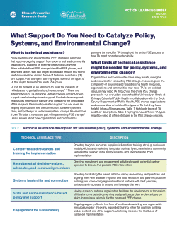 Technical assistance types: What support do you need to catalyze policy, systems, and environmental change?