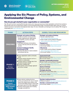 What are action steps and resources to help your organization apply the six phases of policy, systems, and environmental change?