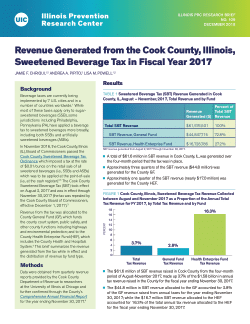 Revenue Generated from the Cook County, Illinois, Sweetened Beverage Tax in Fiscal Year 2017