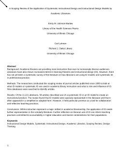 A Scoping Review of the Application of Systematic Instructional Design and Instructional Design Models by Academic Librarians [preprint]
