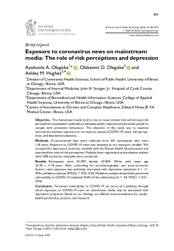 Exposure to coronavirus news on mainstream media: The role of risk perceptions and depression
