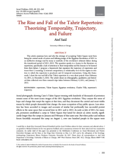 “The Rise and Fall of the Tahrir Repertoire: Theorizing Temporality, Trajectory,  and  Failure.”