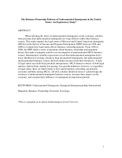 The Business Ownership Patterns of Undocumented Immigrants in the United States: An Exploratory Study