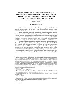 Duty to Impair: Failure to Adopt the Federal Rules of Evidence Allows the VA to Rely on Incompetent Examiners and Inadequate Medical Examinations