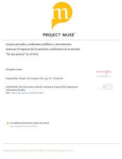 Grupos privados, confesiones públicas y movimientos masivos: El impacto de la narrativa confesional en la marcha "Ni una menos" en el Perú