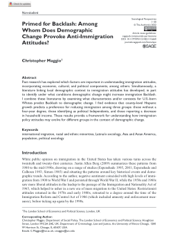 Primed for Backlash: Among Whom Does Demographic Change Provoke Anti-Immigration Attitudes?